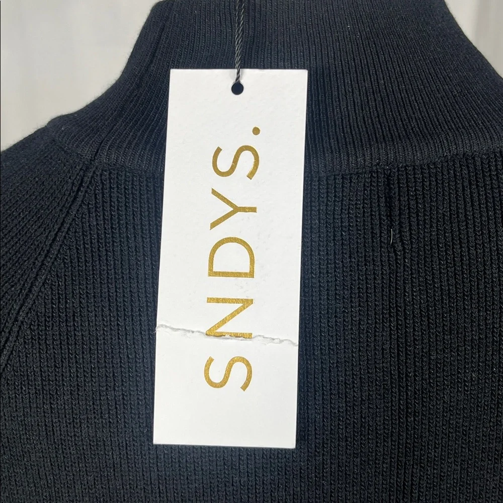 NWT Revolve SNDYS Tied Up Ribbed Long Sleeve Dress in Black. - Picture 10 of 14
